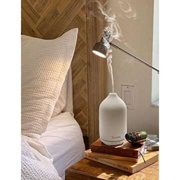 SALKING Ceramic Essential Oil Diffuser, Stone Diffusers for Essential Oils, Ultrasonic Aromatherapy Diffusers with Adjustable Mist Mode Timers, for Office Bedroom Home (150ml)