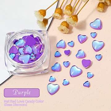 NewCraft 3D Cute Nail Charms, 80 Pcs Resin Heart Shape Crystal Rhinestones of Nail Art Decorations, Ideal Nail Decal Decor Accessories