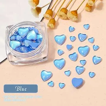 NewCraft 3D Cute Nail Charms, 80 Pcs Resin Heart Shape Crystal Rhinestones of Nail Art Decorations, Ideal Nail Decal Decor Accessories