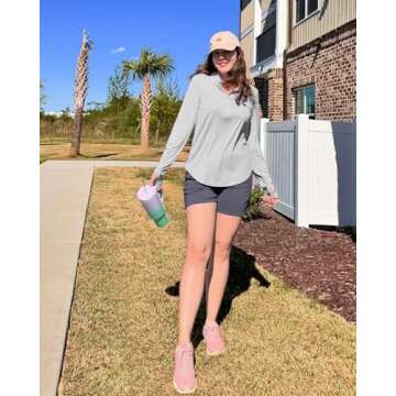 G4Free Long Sleeve Shirts for Women Workout Quarter Zip Pullover Summer Sun Tops Outdoor UV Protection Hiking Fishing Rash Guard Fast Dry (Gray,S)