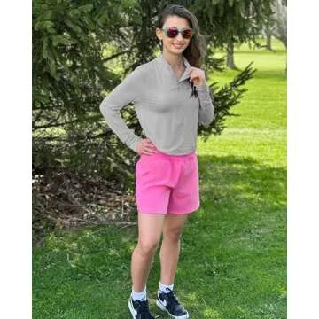 G4Free Long Sleeve Shirts for Women Workout Quarter Zip Pullover Summer Sun Tops Outdoor UV Protection Hiking Fishing Rash Guard Fast Dry (Gray,S)