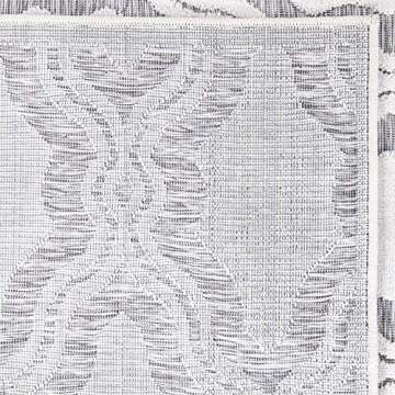 My Texas House Cotton Blossom Rug - 5'2" X 7'6" Rectangle in Natural Gray, High-Low, Geometric Trellis Design, Indoor Outdoor Patio and Home Decor