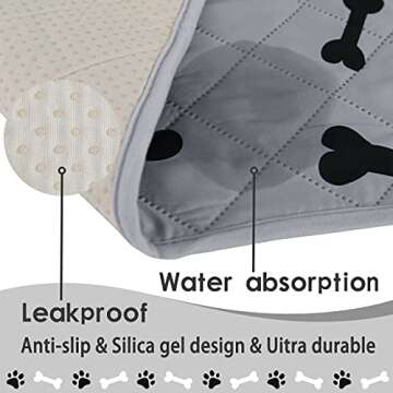 Dog Crate Pee Pads - Wahable Dog Rugs Non-Slip Puppy Pads for Small Dogs, Water Absorb Training Pads...