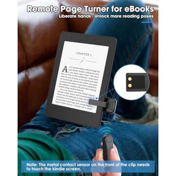 Inncarvs RF Remote Control Page Turner for Kindle Paperwhite, Camera Remote Shutter Selfie Controller, for iPad iPhone Android Tablets E-Book Reading Novels, Black+One Button