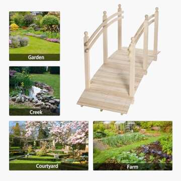 Outsunny 7.5' Wooden Arch Garden Bridge with Safety Rails