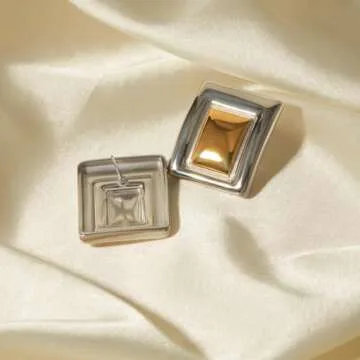 Gold Rectangle Earrings - Trendy Geometric Design for Her