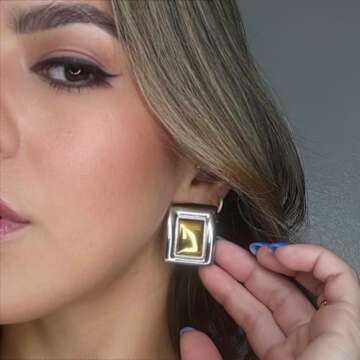 Gold Rectangle Earrings - Trendy Geometric Design for Her