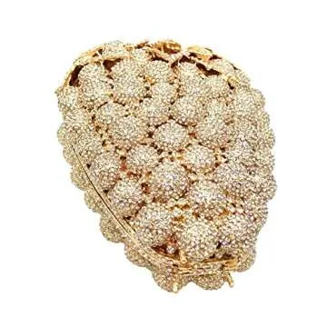 DEBIMY Hollow Carved Grape Rhinestone Evening Clutch Women Luxury Crystal Handbags Purses for Party and Wedding, Purple