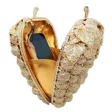 DEBIMY Hollow Carved Grape Rhinestone Evening Clutch Women Luxury Crystal Handbags Purses for Party and Wedding, Purple