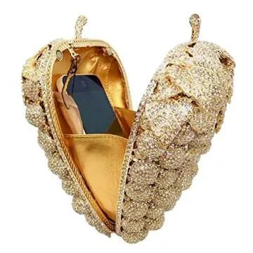 DEBIMY Hollow Carved Grape Rhinestone Evening Clutch Women Luxury Crystal Handbags Purses for Party and Wedding, Purple