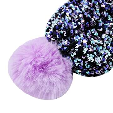 Stylish LEOMOSTE Winter Sequin Beanie Hat with Pom Pom