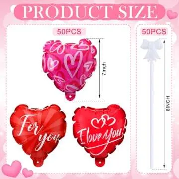 Halloscume 50 Pcs Valentines Day Balloons Heart Shaped Balloons Multicolor Self Inflating Balloons f...