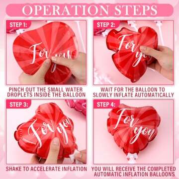 Halloscume 50 Pcs Valentines Day Balloons Heart Shaped Balloons Multicolor Self Inflating Balloons for Anniversary Wedding Birthday Valentine's Day Proposal Party Special Night Romantic Decorations