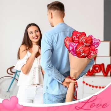 Halloscume 50 Pcs Valentines Day Balloons Heart Shaped Balloons Multicolor Self Inflating Balloons for Anniversary Wedding Birthday Valentine's Day Proposal Party Special Night Romantic Decorations