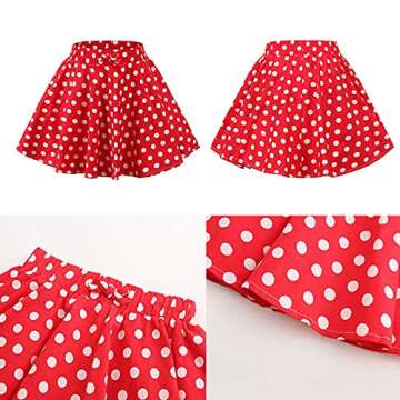 J·E Sterguard Girls Red Polka Dot Mini Skirt, Full Round Skirts with Large Swing,Stretch Waist Girls Skirts Full Circle Skater Skirt Suitable for Party or Sport 6-7 Years