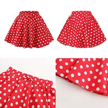J·E Sterguard Girls Red Polka Dot Mini Skirt, Full Round Skirts with Large Swing,Stretch Waist Girls Skirts Full Circle Skater Skirt Suitable for Party or Sport 6-7 Years