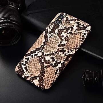 Mixneer Snake Skin Case Compatible with iPhone, Snake Skin Print Phone Case PU Leather Cover Case Cr...