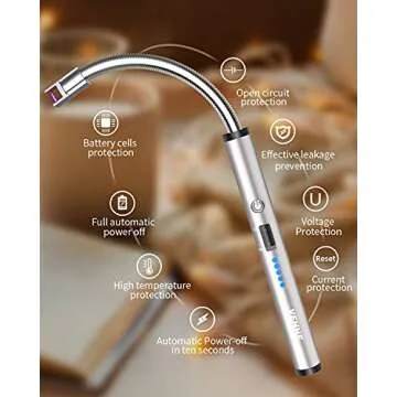 VEHHE USB Lighter, Rechargeable Arc Candle Lighter with LED Battery Display Flexible Neck Lighters Long for Grill Candles Gas Stoves Camping Barbecue