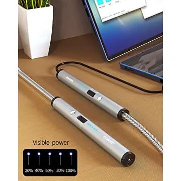 VEHHE USB Lighter, Rechargeable Arc Candle Lighter with LED Battery Display Flexible Neck Lighters Long for Grill Candles Gas Stoves Camping Barbecue
