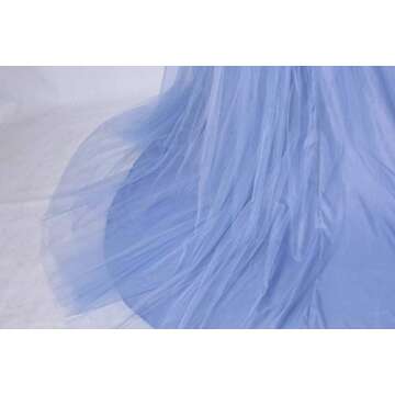 Women Wedding Detachable Train Overskirt Bridal Long Train Floor Length Tulle Skirt (Light Blue, Plus Size,US 16-24W)