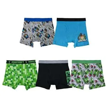 Minecraft Boys 5-Pack Boxer Briefs Comfortable & Fun