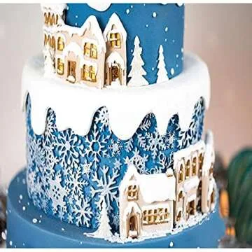 CHENYX 5-Piece Set Snowflake Silicone Fondant Mold Winter Cake Decoration Candy Making Supplies Snowflake Chocolate Decoration Party Cake Decoration Baking Mold