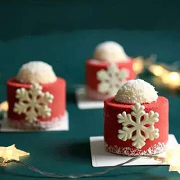 CHENYX 5-Piece Set Snowflake Silicone Fondant Mold Winter Cake Decoration Candy Making Supplies Snowflake Chocolate Decoration Party Cake Decoration Baking Mold