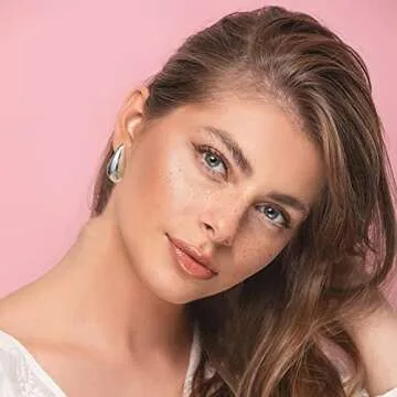 Waterdrop Earrings for Women， Lightweight Chunky Gold Hoop Tear Drop Earrings Dupes with 14K Real Gold Plated Hypoallergenic Statement Trendy Polished Brushed Droplet Earrings for Women Jewelry Gift（Gold Silver）