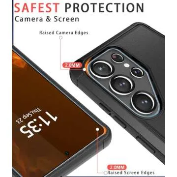 LSYPP Shockproof for Samsung Galaxy S25 Ultra Case, 15FT Military-Grade Drop Protection, with Screen Protector & Camera Lens Protector, Heavy Duty Phone Cover for S25 Ultra Case (Black)