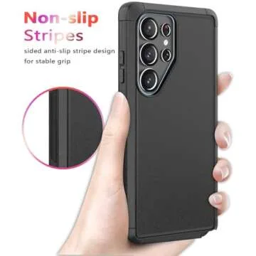 LSYPP Shockproof for Samsung Galaxy S25 Ultra Case, 15FT Military-Grade Drop Protection, with Screen Protector & Camera Lens Protector, Heavy Duty Phone Cover for S25 Ultra Case (Black)