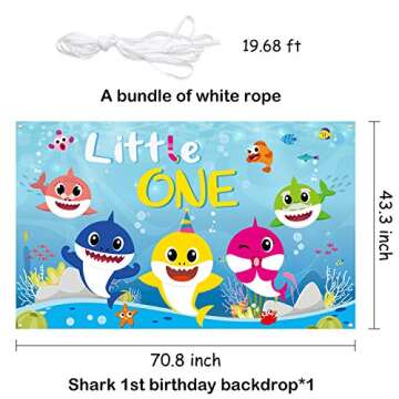 TICIAGA Cute Shark 1st Birthday Backdrop for Memorable Parties