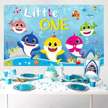 TICIAGA Cute Shark 1st Birthday Backdrop for Memorable Parties