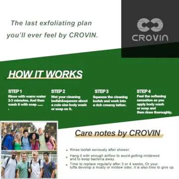 CROVIN Natural Loofah Exfoliating Body Scrubber, Made with Natural Shower Loofah Sponge for Men and Women’s SPA - Pack of 6 Exfoliating Loofah Sponge Package,Perfect for Bath Shower