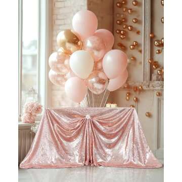 PartyDelight Rose Gold Sequin Tablecloth for Events
