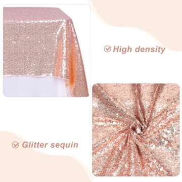 PartyDelight Rose Gold Sequin Tablecloth for Events