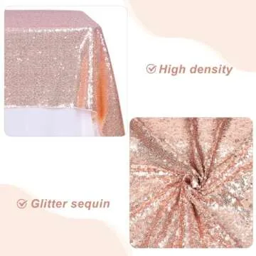 PartyDelight Rose Gold Sequin Tablecloth for Events