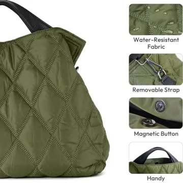 Quilted Puffer Tote Bag for Women - Large & Lightweight