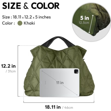 Quilted Puffer Tote Bag for Women - Large & Lightweight