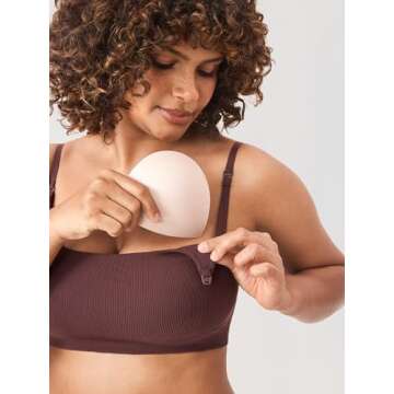 MOMANDA Women's Nursing Bras Ribbed Seamless Bralettes Support Sports Bra for Breastfeeding Wireless Maternity Sleep Hazelnut Small