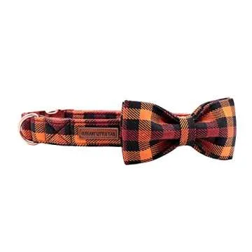 Elegant little tail Dog Collar with Bow, Bowtie Dog Collar, Adjustable Fall Dog Collars for Small Me...