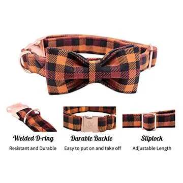 Elegant little tail Dog Collar with Bow, Bowtie Dog Collar, Adjustable Fall Dog Collars for Small Medium Large Dogs