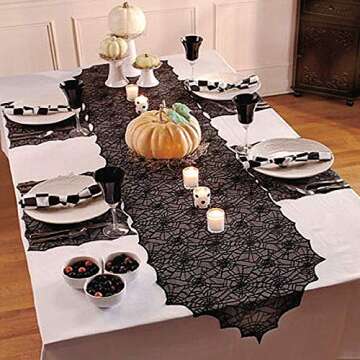 ibohr Halloween Table Runner - Stylish Spider Web Design