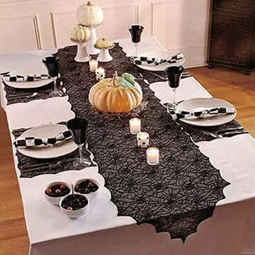 ibohr Halloween Table Runner - Stylish Spider Web Design