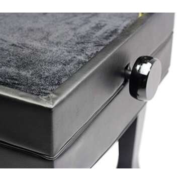 Griffin Genuine Leather Adjustable Piano Bench Black Solid Wood Vintage Style & Heavy-Duty Ergonomic Keyboard Stool | Cushion Seat with Storage Space | Home Vanity Bench or Musicians Guitar Chair