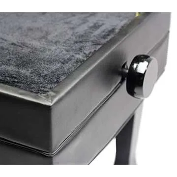 Griffin Genuine Leather Adjustable Piano Bench Black Solid Wood Vintage Style & Heavy-Duty Ergonomic Keyboard Stool | Cushion Seat with Storage Space | Home Vanity Bench or Musicians Guitar Chair