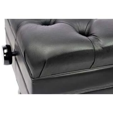 Griffin Genuine Leather Adjustable Piano Bench Black Solid Wood Vintage Style & Heavy-Duty Ergonomic Keyboard Stool | Cushion Seat with Storage Space | Home Vanity Bench or Musicians Guitar Chair