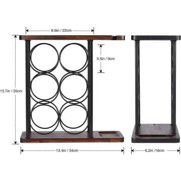 ALLCENER Wine Rack with Glass Holder & Tray - 6 Bottles