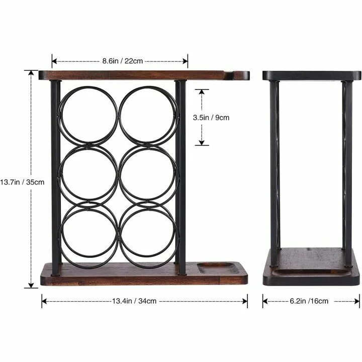ALLCENER Wine Rack with Glass Holder & Tray - 6 Bottles