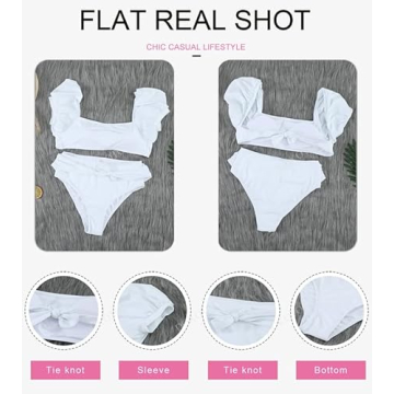 Dokotoo Women's Bubble Sleeve High Waist Bikini Set