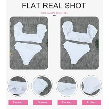 Dokotoo Women's Bubble Sleeve High Waist Bikini Set